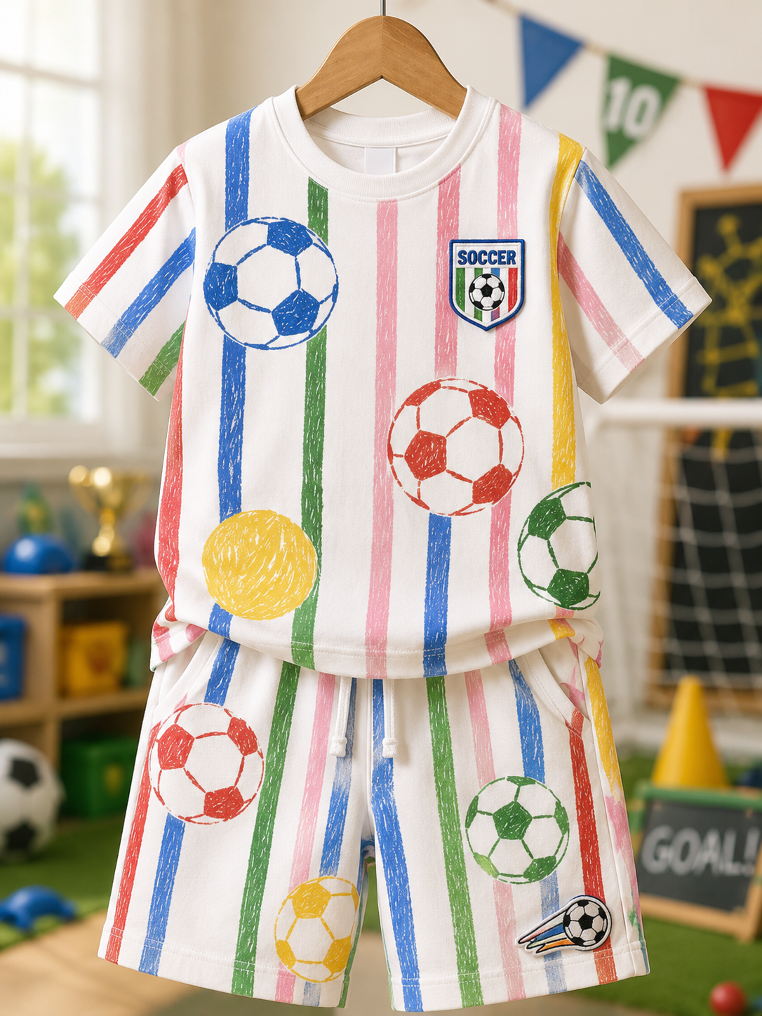Children's Sports Style Short-Sleeve Shirt Set