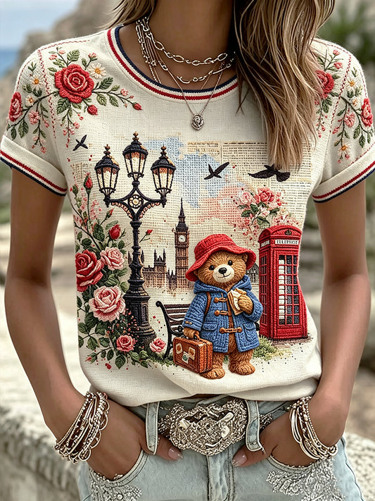 Women's Printed Vintage Fashion Loose Short Sleeve T-Shirt