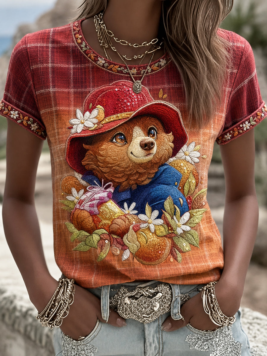 Women's Printed Vintage Fashion Loose Short Sleeve T-Shirt