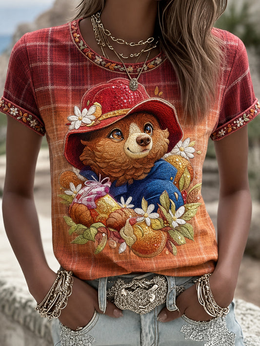 Women's Printed Vintage Fashion Loose Short Sleeve T-Shirt