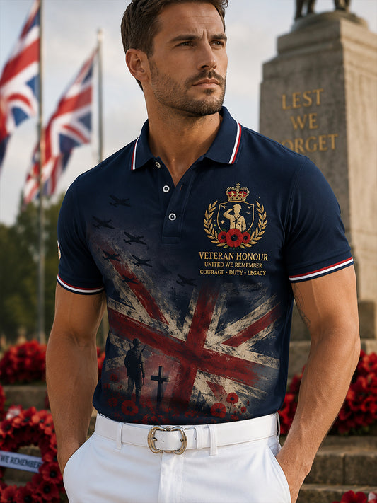 Men's Short-Sleeve Polo Shirt With Camouflage Military-Style Print