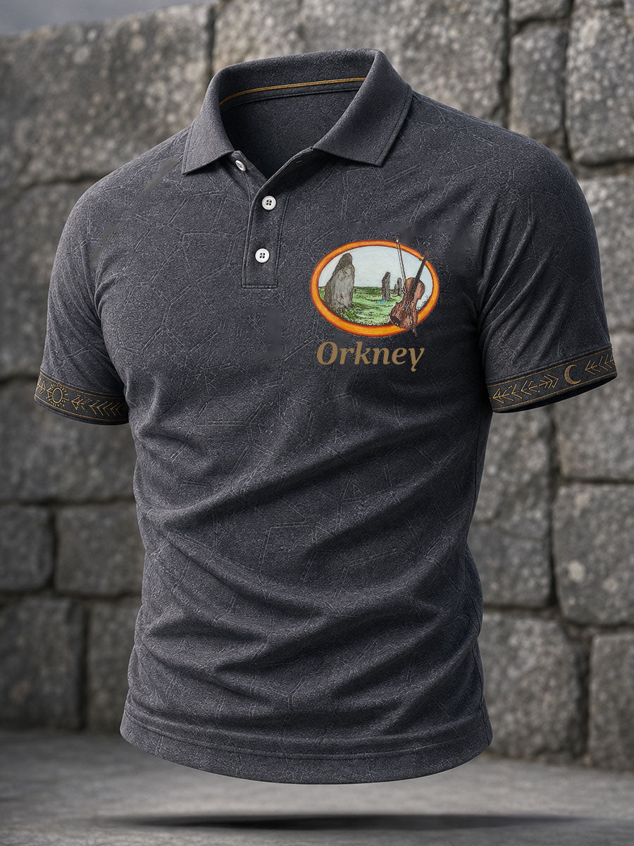 Men's Scotland Orkney Island Art Printed Casual Tops