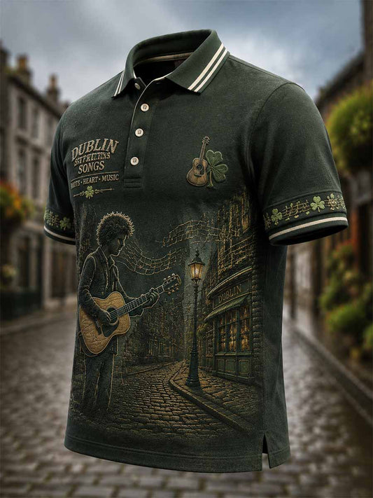 Men's Commemorative Glen Singer Pattern Print Polo Shirt