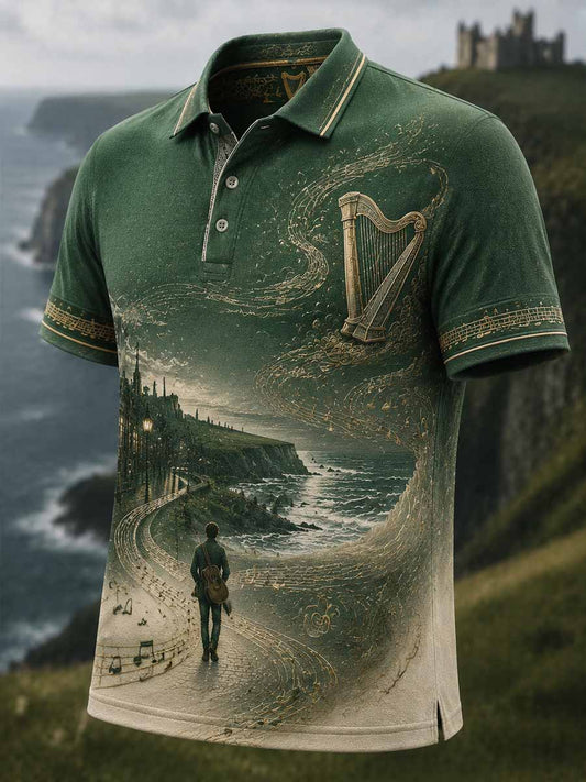 Men's Commemorative Glen Singer Pattern Print Polo Shirt