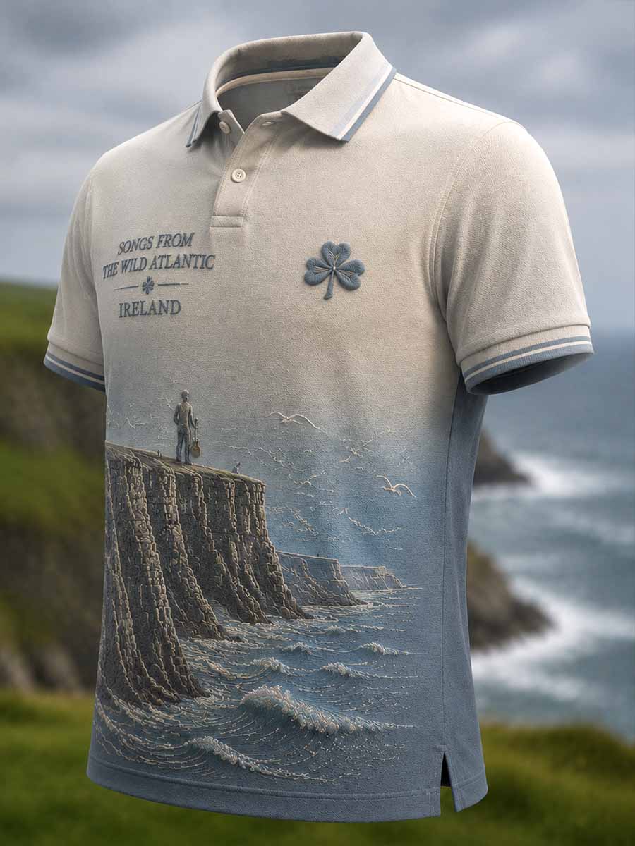 Men's Commemorative Glen Singer Pattern Print Polo Shirt