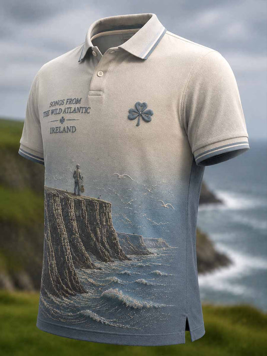 Men's Commemorative Glen Singer Pattern Print Polo Shirt