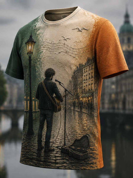 Men's Commemorative Glen Singer Pattern Print T-Shirt