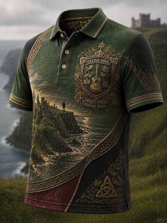 Men's Commemorative Glen Singer Pattern Print Polo Shirt