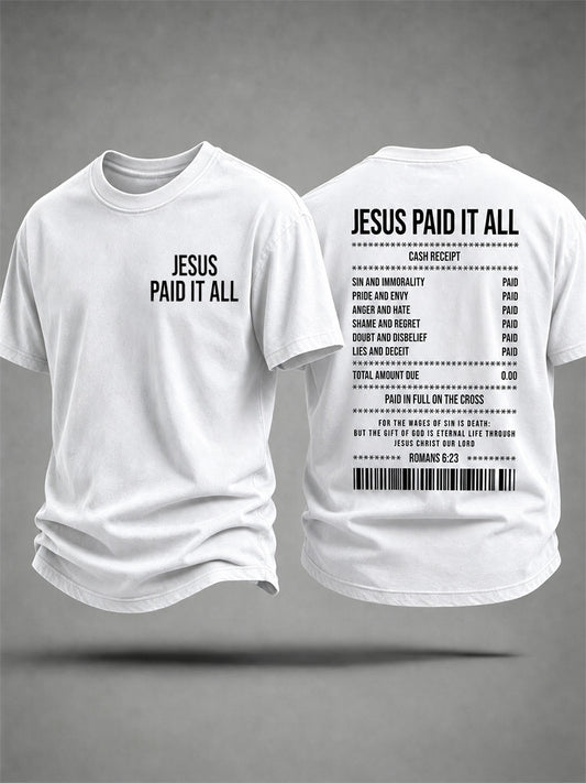 Men's Jesus Paid It All Print Casual Tee