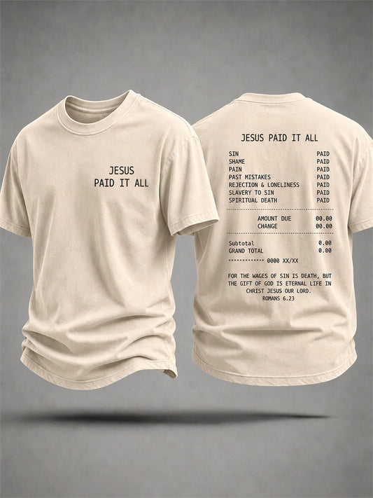 Men's Jesus Paid It All Print Casual Tee