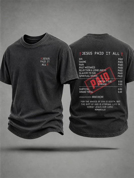 Men's Jesus Paid It All Print Casual Tee