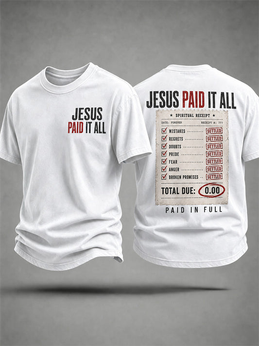 Men's Jesus Paid It All Print Casual Tee