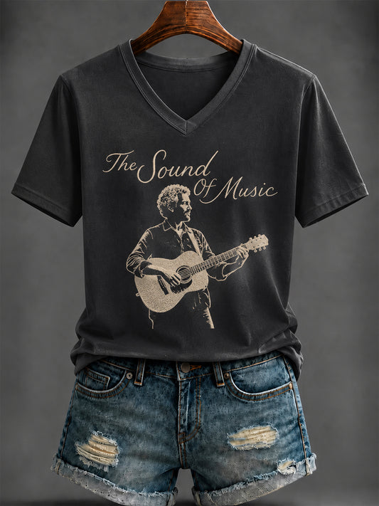 Women's Glen Memory Printed V-neck T-shirt