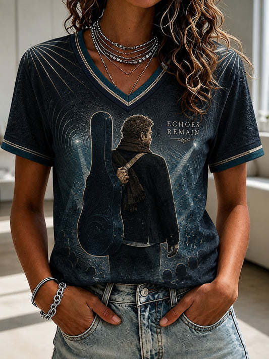 Women's Glen Memory Printed V-neck T-shirt