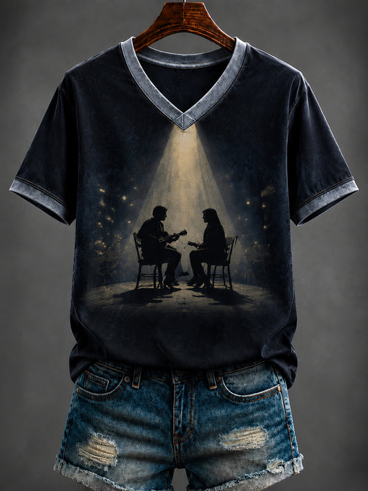 Women's Glen Memory Printed V-neck T-shirt