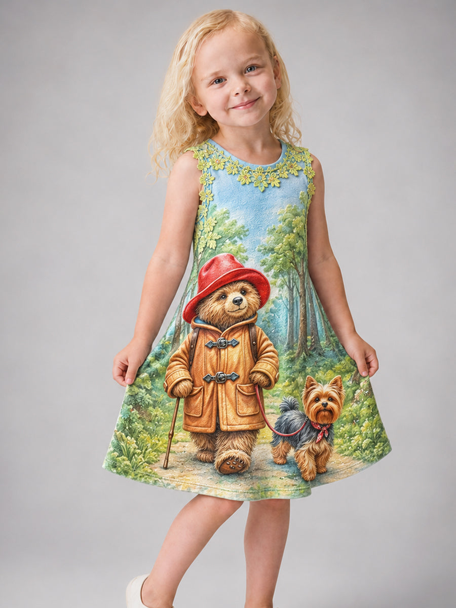 Girl's Paddington Bear Art Printed Dress