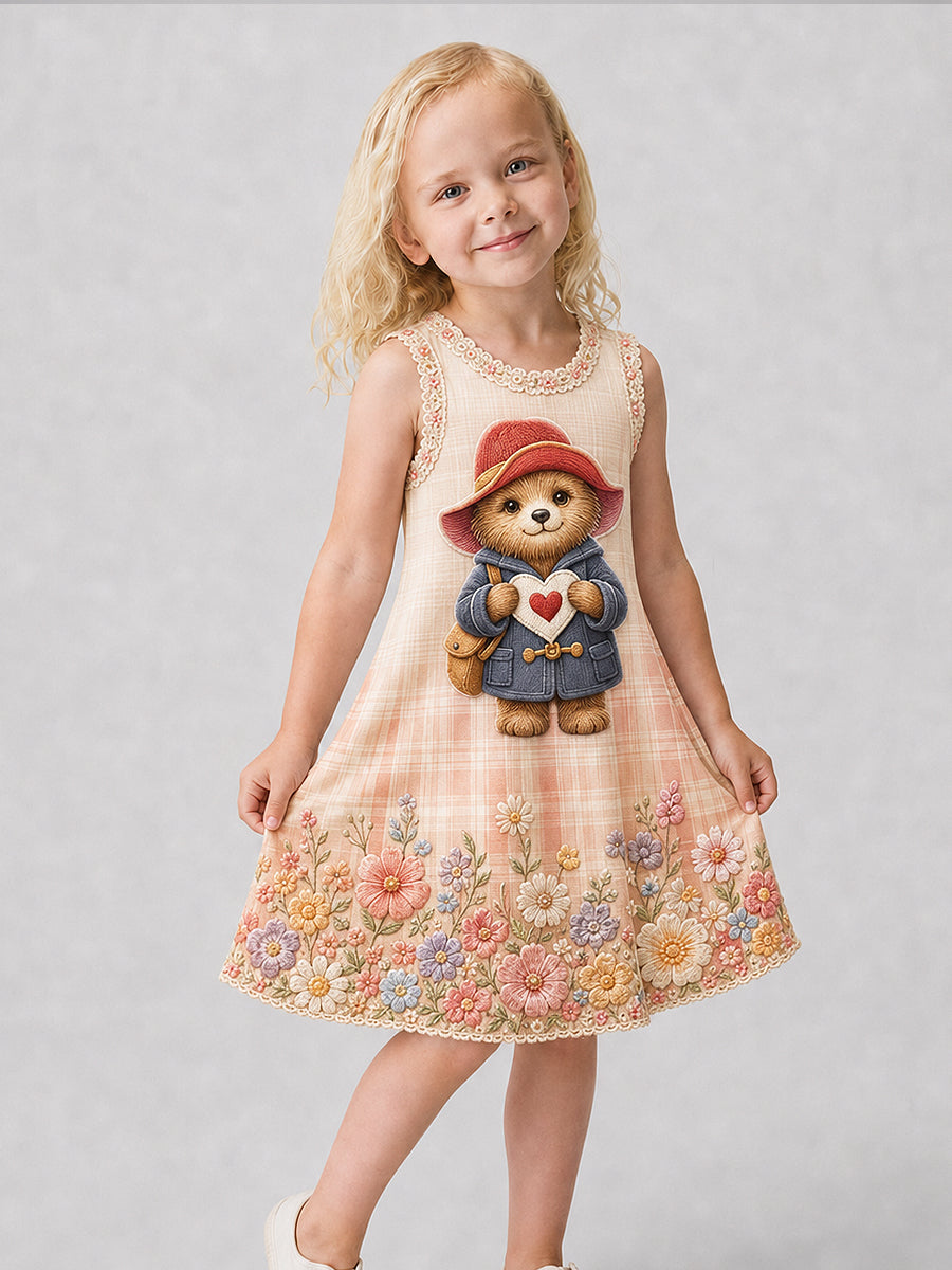 Girl's Paddington Bear Art Printed Dress