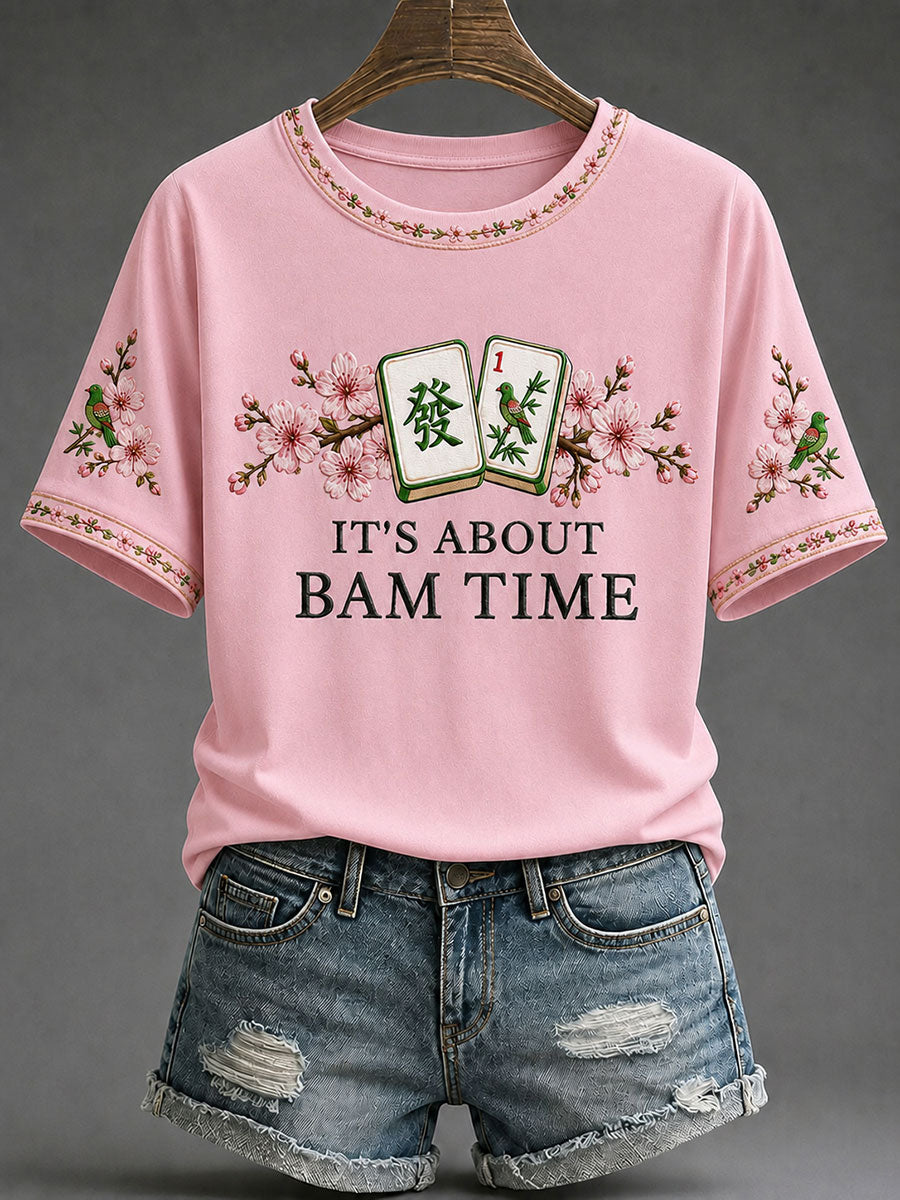 Women's Mahjong Print Casual T-Shirt