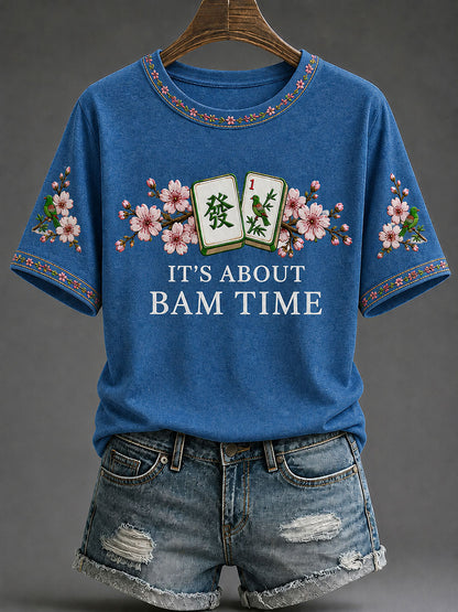 Women's Mahjong Print Casual T-Shirt