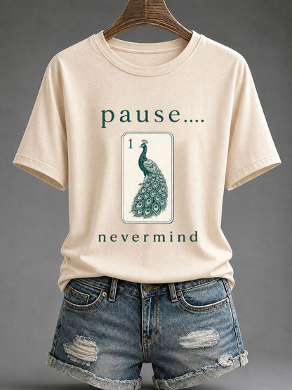 Women's Funny Mahjong Print Casual T-Shirt