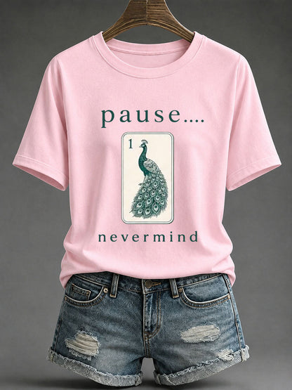 Women's Funny Mahjong Print Casual T-Shirt