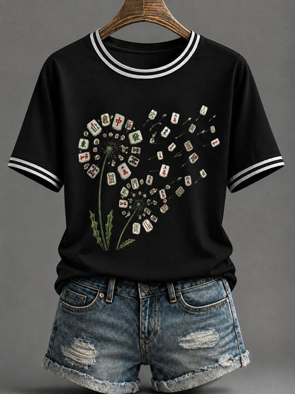 Women's Mahjong Print Casual T-Shirt