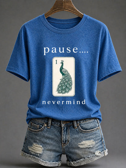 Women's Funny Mahjong Print Casual T-Shirt