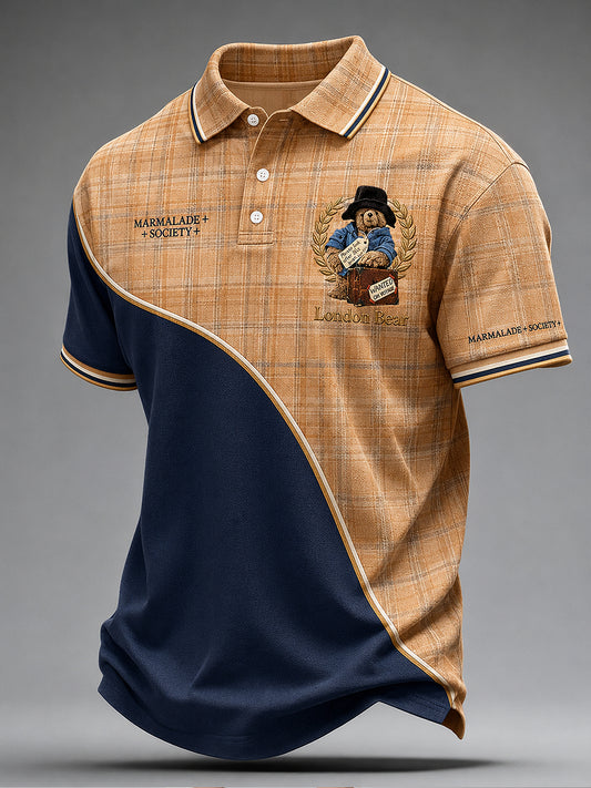 Men's Print Polo Collar Casual Short Sleeved Shirt