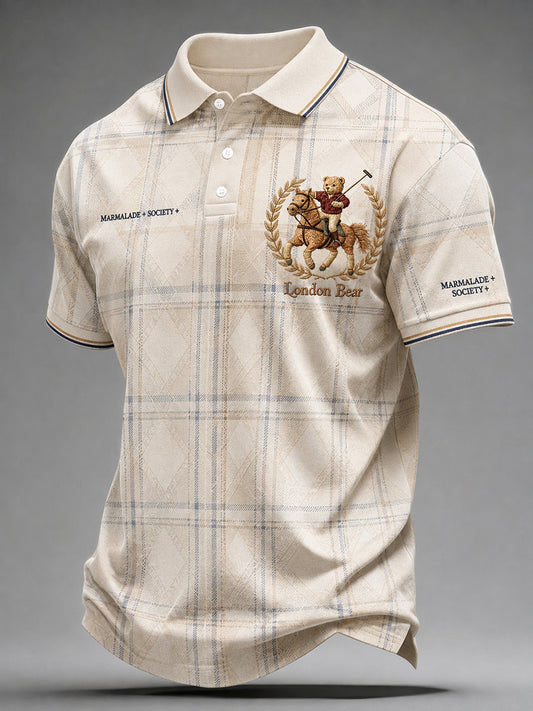 Men's Print Polo Collar Casual Short Sleeved Shirt