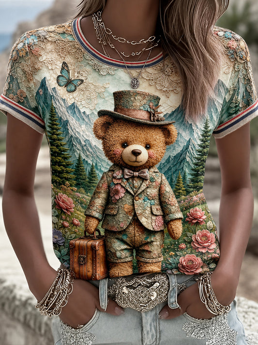 Women's Printed Vintage Fashion Loose Short Sleeve T-Shirt