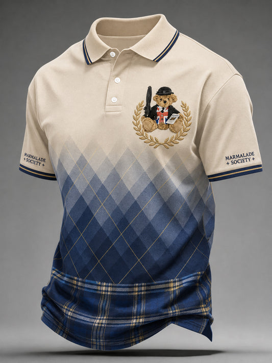 Men's Print Polo Collar Casual Short Sleeved Shirt