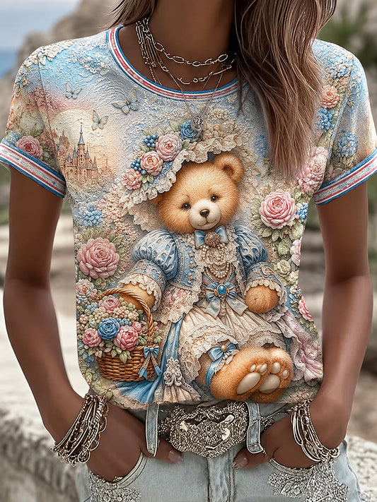 Women's Printed Vintage Fashion Loose Short Sleeve T-Shirt