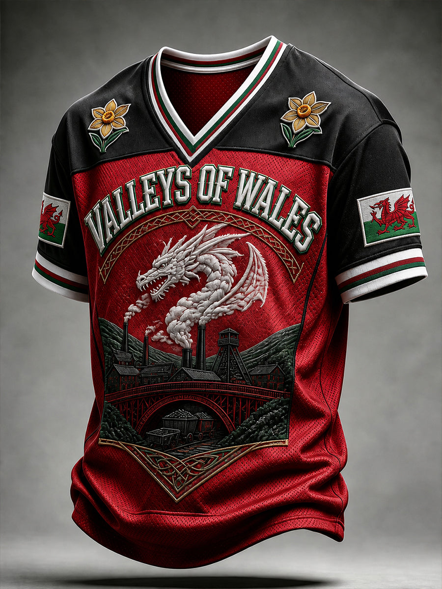 Vintage-Style Welsh Art Print Casual T-Shirt