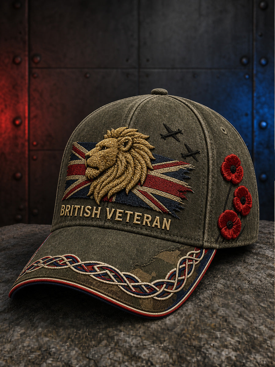 Unisex Vintage British Veteran Art Print Casual Hat