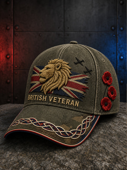 Unisex Vintage British Veteran Art Print Casual Hat