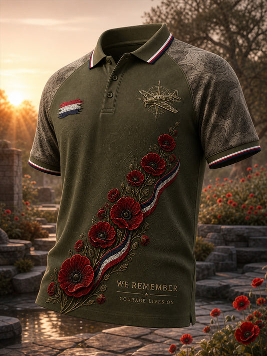 Vintage British Veteran-Inspired Graphic Casual Polo Shirt