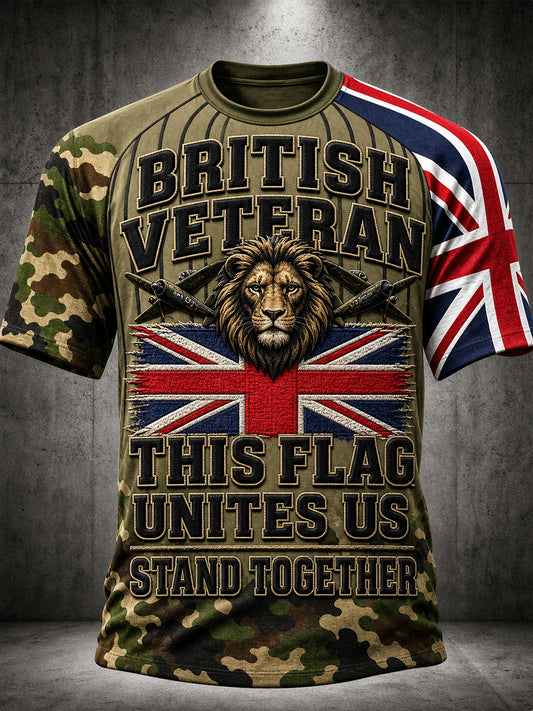 Vintage British Veteran-Inspired Graphic T-Shirt