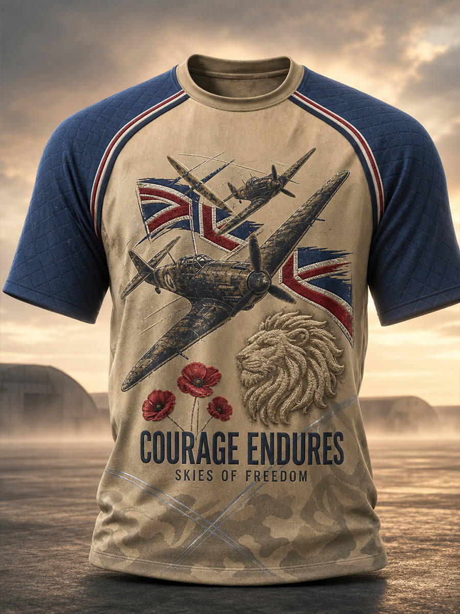 Vintage-Style British Veteran Graphic Casual T-Shirt