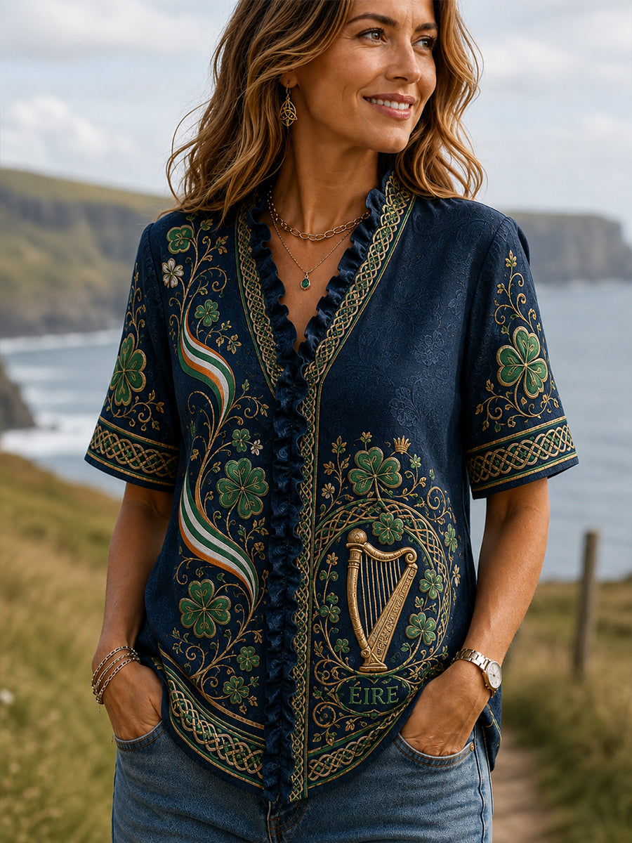 Women’s Irish Patriotic Commemoration Cotton-Linen Shirt