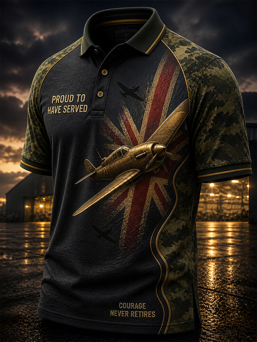 Vintage British Veteran-Inspired Graphic Casual Polo Shirt