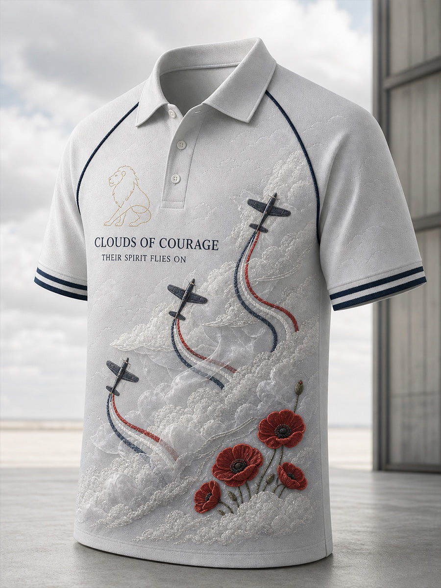Vintage British Veteran-Inspired Graphic Casual Polo Shirt