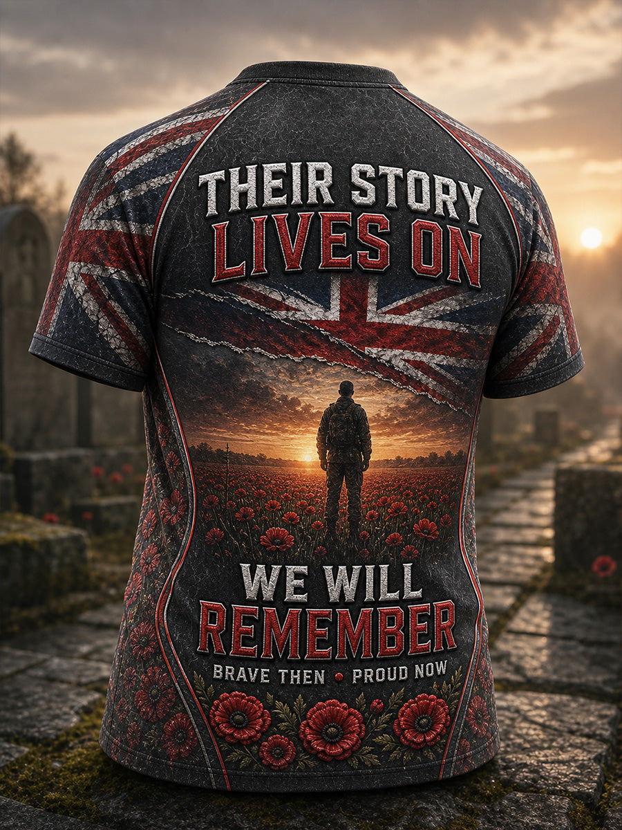 Vintage-Style British Veteran Graphic Casual T-Shirt