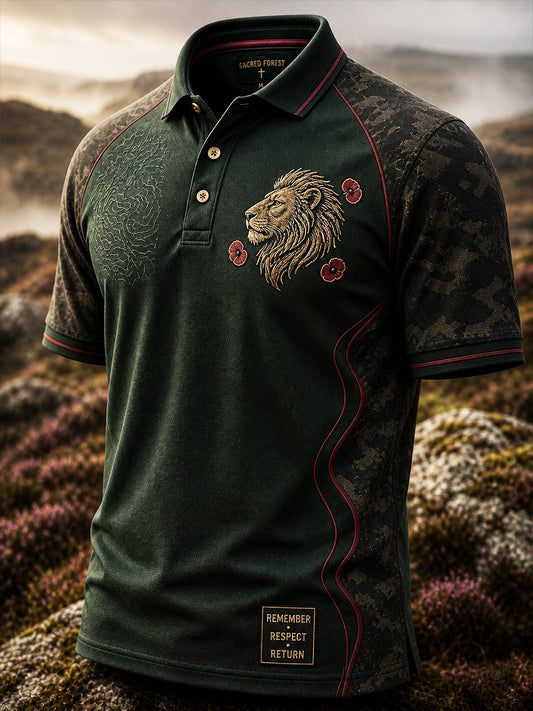 Vintage British Veteran-Inspired Graphic Casual Polo Shirt