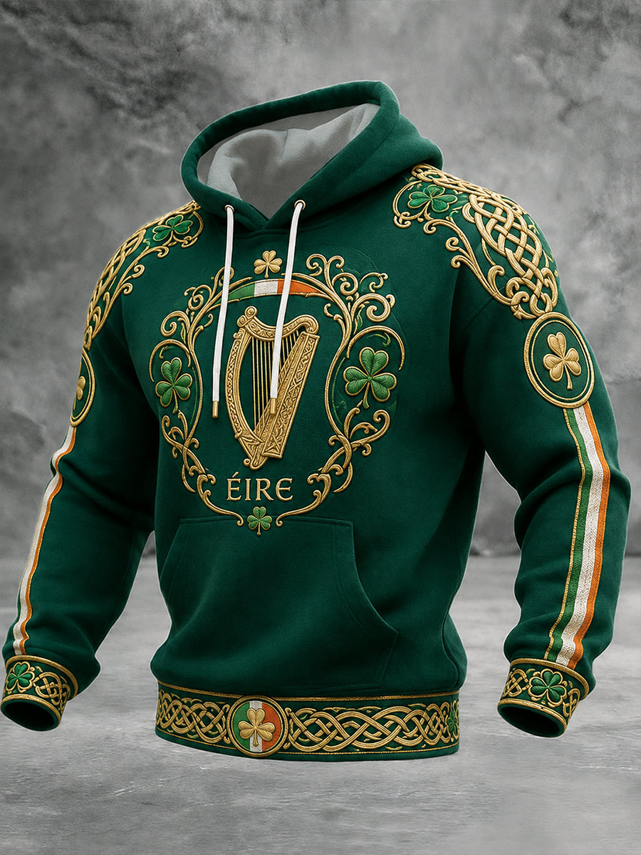Men's Irish Patriotic Commemoration Oversized Drop-Shoulder Hoodie with Pockets