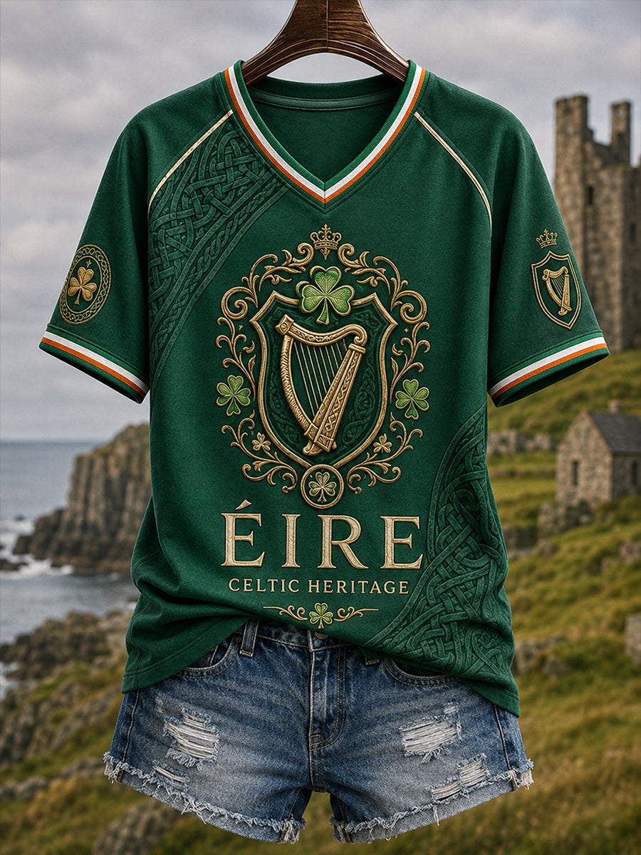 Women's Irish Patriotic Commemoration V-Neck Short Sleeve T-Shirt