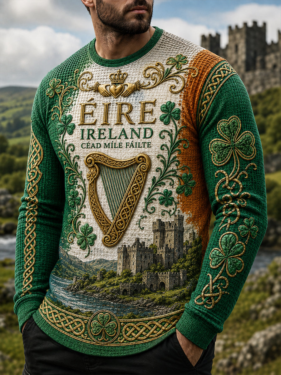 Men's Irish Patriotic Commemoration Waffle Long Sleeve T-Shirt