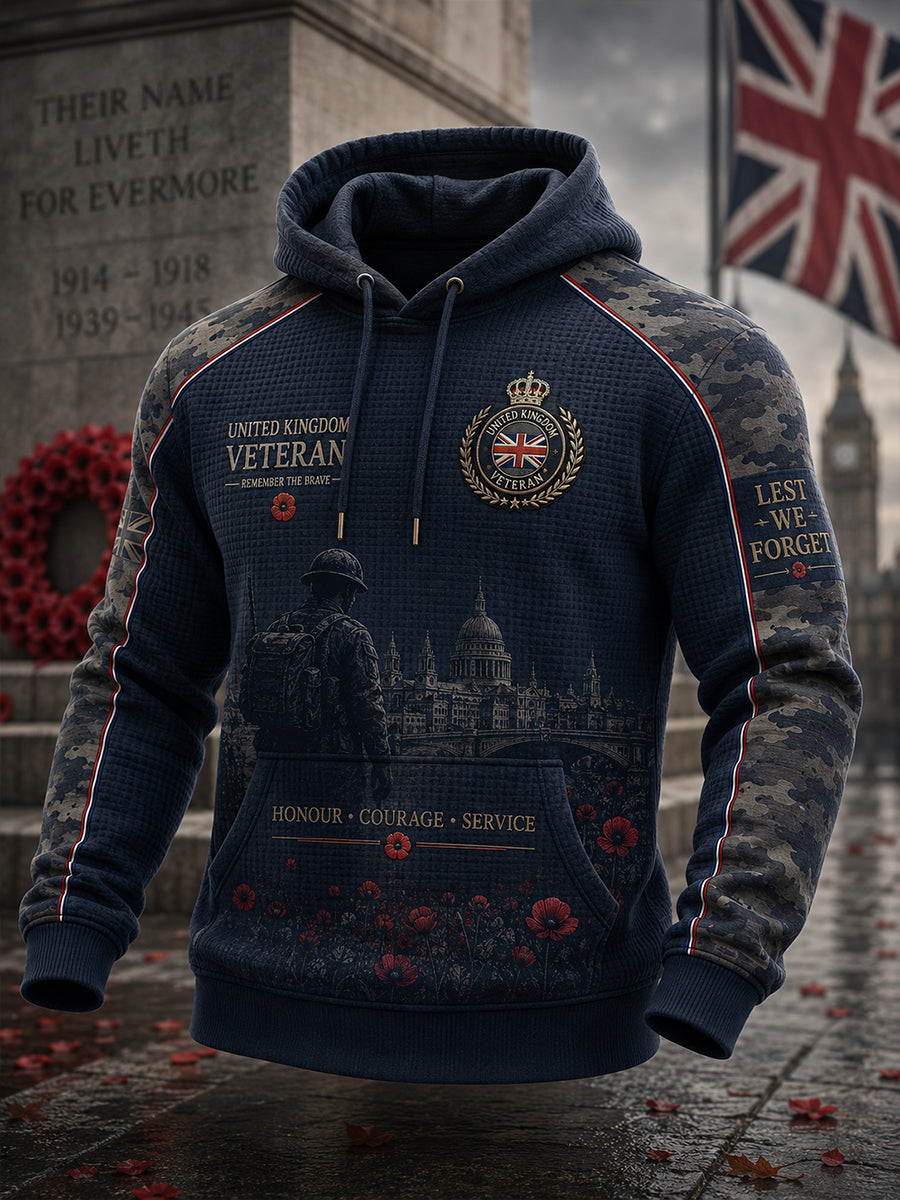 Men's Veteran Memorial Graphic Waffle-Knit Long-Sleeve Sweatshirt