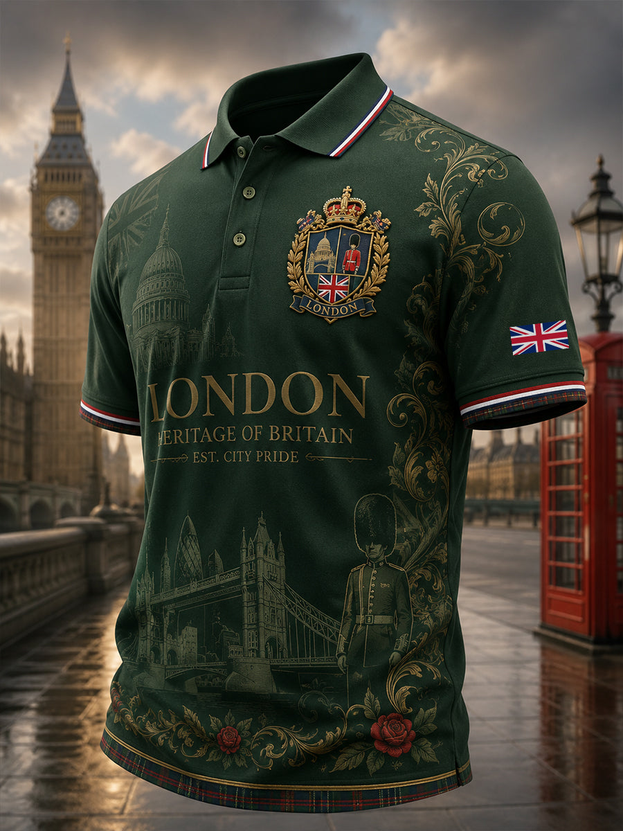 Men's Short-Sleeved Polo Shirt With City Commemorative Print