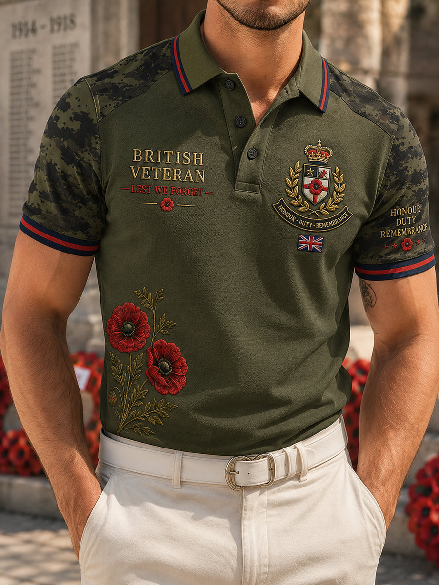 Men's Veteran Commemorative Print Short-Sleeve Polo Shirt