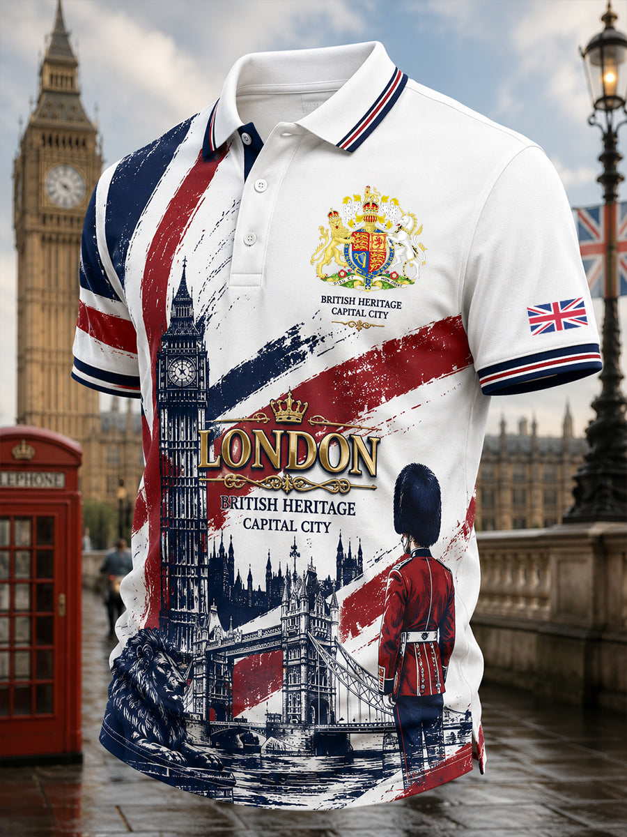 Men's Short-Sleeved Polo Shirt With City Commemorative Print
